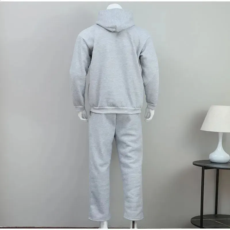 Casual Solid Couples Hooded Sweatshirt And Loose Sweatpants 2 Piece Suit Male Autumn Jogging Trousers Outfits Suits_voghion.com