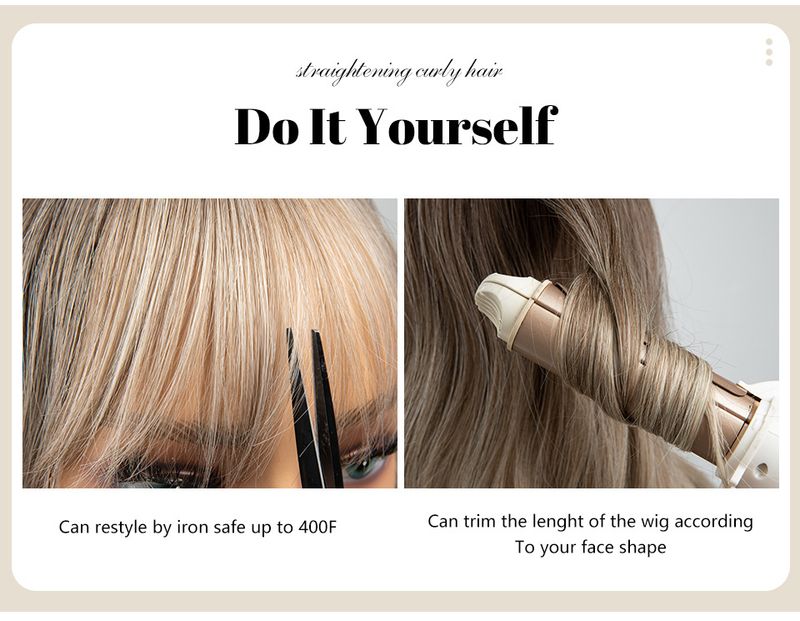 Jauna parūka sievietēm īsi mati cirtaini mati taisni sprādzieni pilna galvas aizsegs rožu tīkls augstas temperatūras zīda imitācijas parūka parūkas_voghion.com