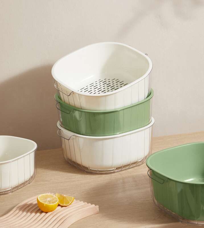 【 Hedou C 】 Forniture da cucina, cestello filtro di scarico a doppio strato, bacinella per lavaggio verdure, uso domestico in plastica_voghion.com