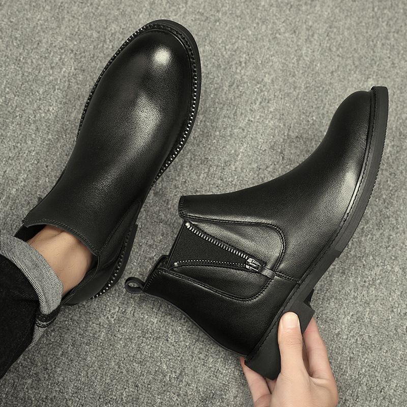 Martin Boots Men's High-top Wind Tooling Short Boots Heightening Men's Medium-top Chelsea Boots_voghion.com