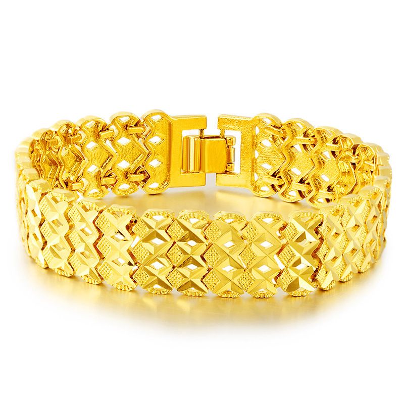 Bracciale con catena per orologio placcata in oro sabbia vietnamita da 15,5 mm, per uomo, di lunga durata, in vendita a prezzi accessibili_voghion.com