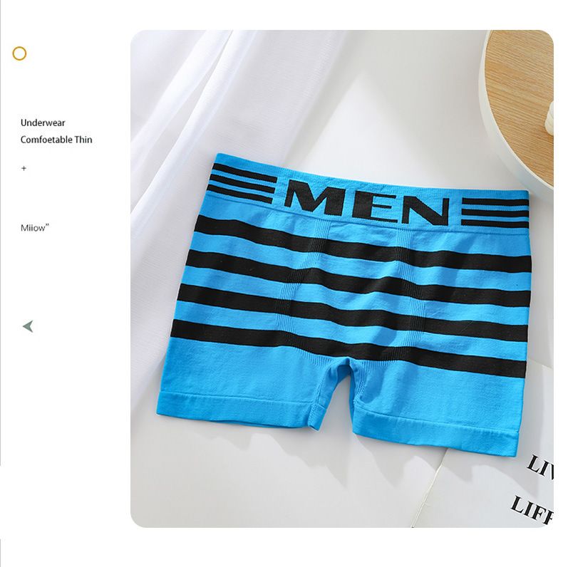 Boxer antibactérien pour homme, taille moyenne, rayé, sans coutures, en nylon_voghion.com
