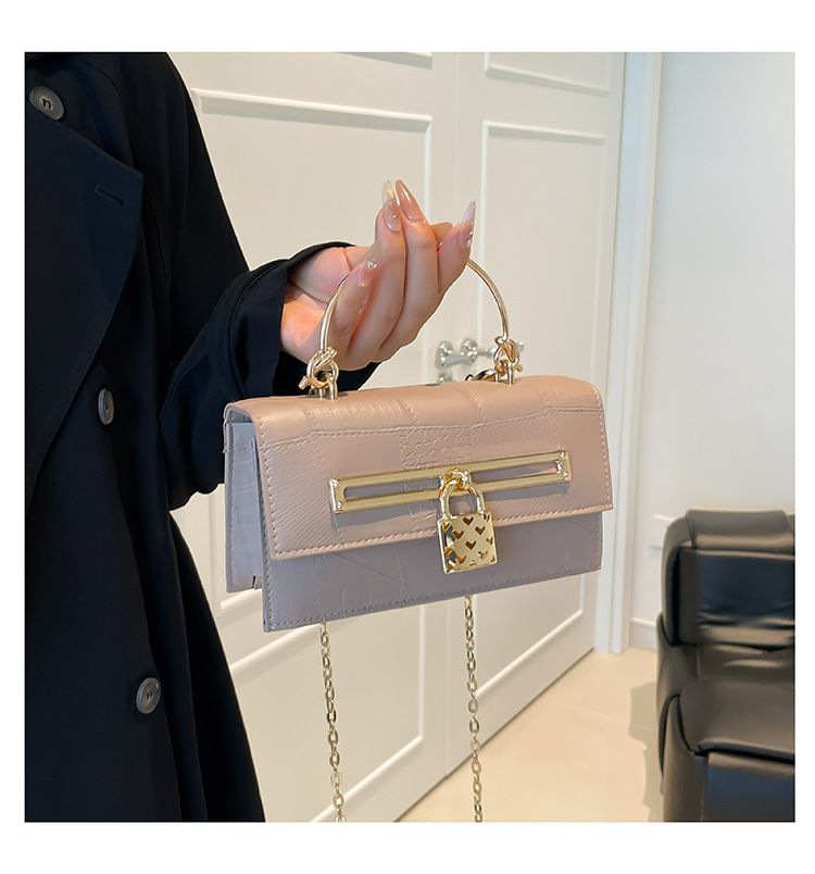 Women's Stylish And Versatile Small Square Shoulder Bag - Crossbody & Handheld For Daily Use, PU Leather With Alligator Texture, Magnetic Closure_voghion.com