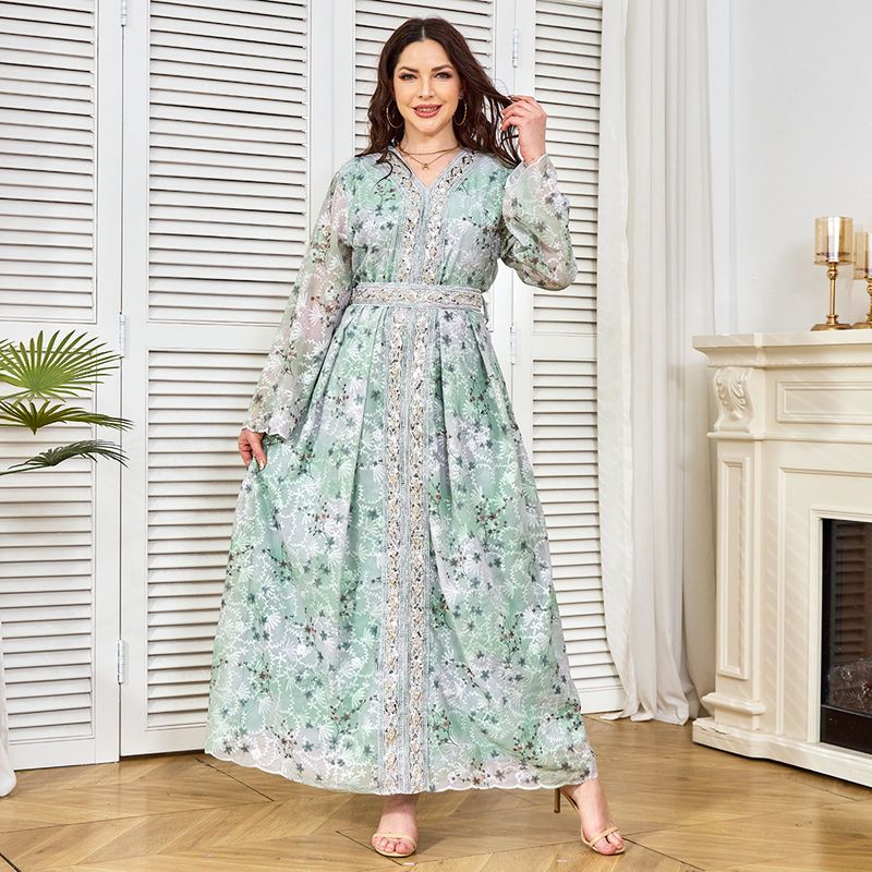 Dubai Clothing Factory's New Beaded Evening Muslim Large Women's Dress_voghion.com