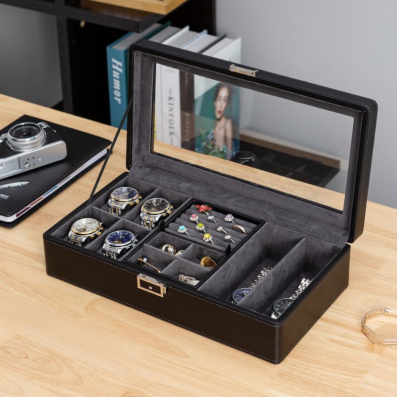Black Green New Lychee Pattern High End Watch Box 3 Bit 6 Bit 12 Bit Double Layer Watch Jewelry Storage Box_voghion.com