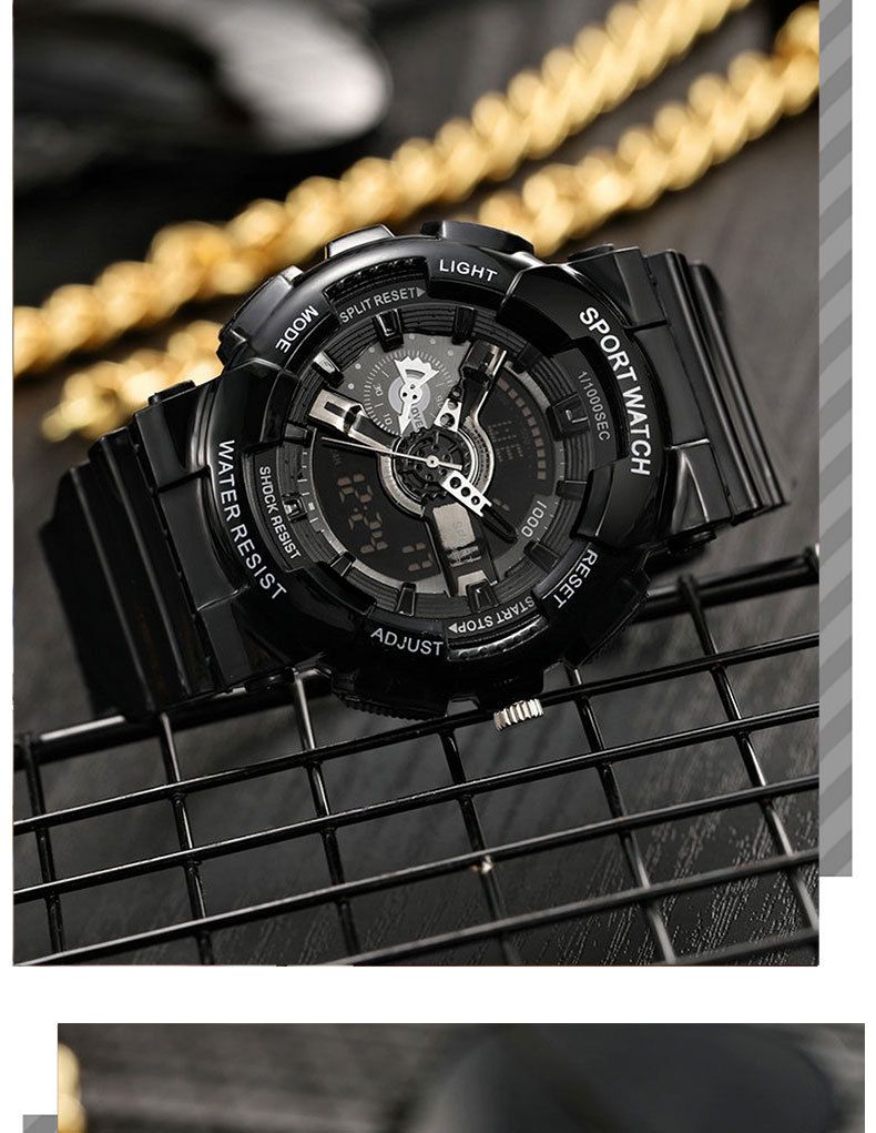 Herenhorloges Mode Zwart Goud Heren Elektronische Horloges Mode Buitensporten Dubbel display Wijzerhorloges Mannen Studenten_voghion.com