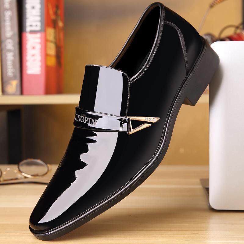 Men's British Business Formal Leather For Young Men Shiny Slip-On Lazy Work Casual Shoes_voghion.com