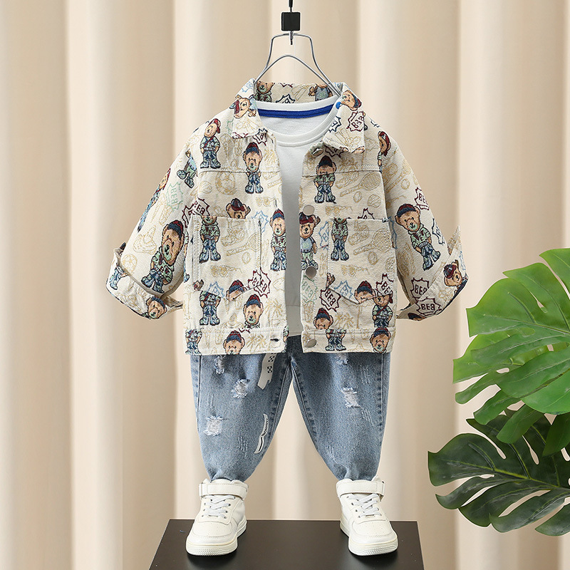 Veste ours en peluche pour garçons, vêtements pour enfants printemps-automne, marque tendance, beau cardigan, petites et moyennes tailles_voghion.com