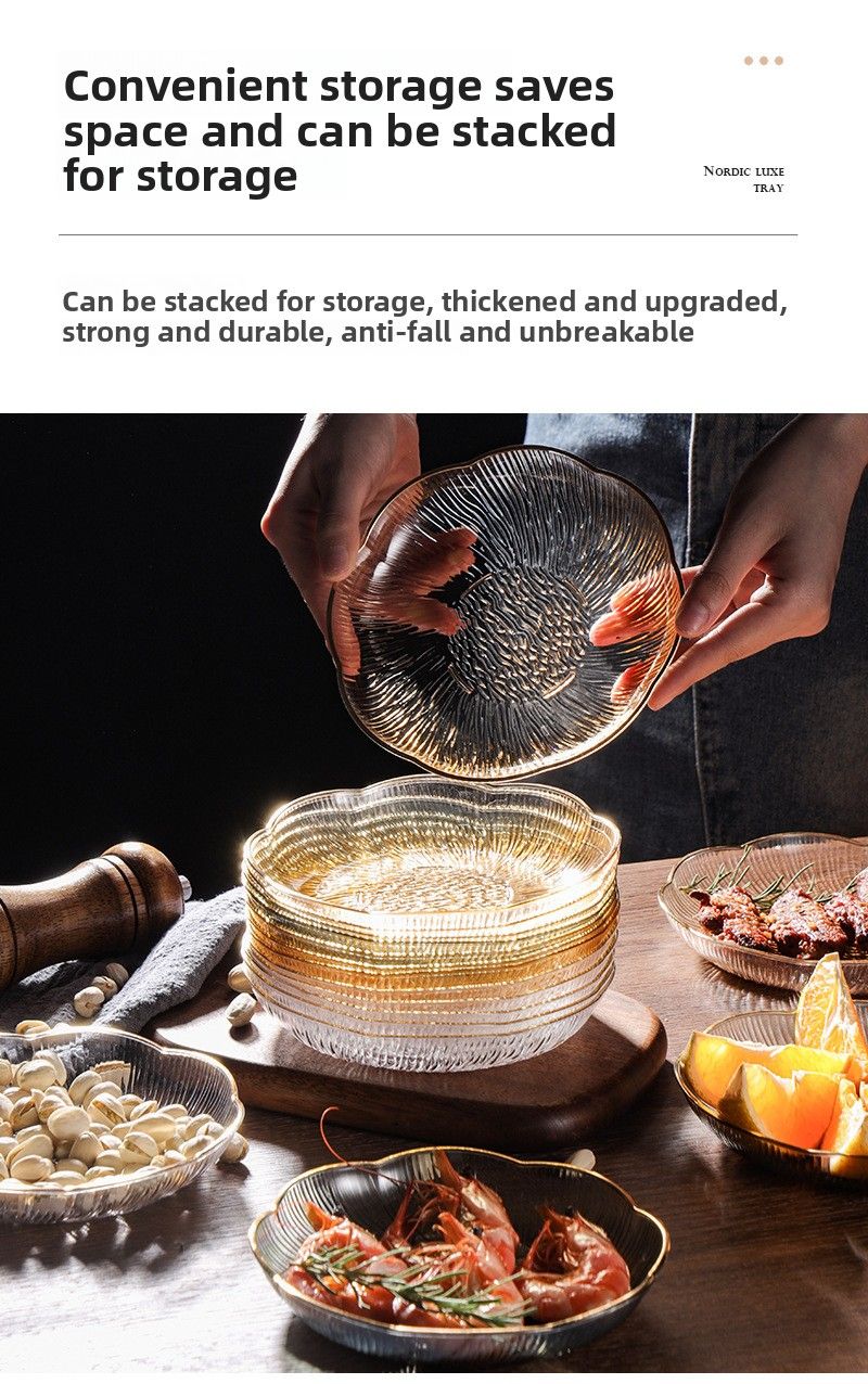 Pour le salon, la table basse, la présentation de collations, l'assiette à bonbons, le bol de style nouveau, le pétale transparent haut de gamme de luxe léger_voghion.com