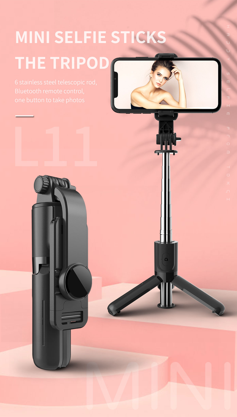 Tragbares Selfie-Stick-Stativ mit kabelloser Fernbedienung, 3-in-1 erweiterbarer Selfie-Stick-Telefonhalter für iPh_voghion.com
