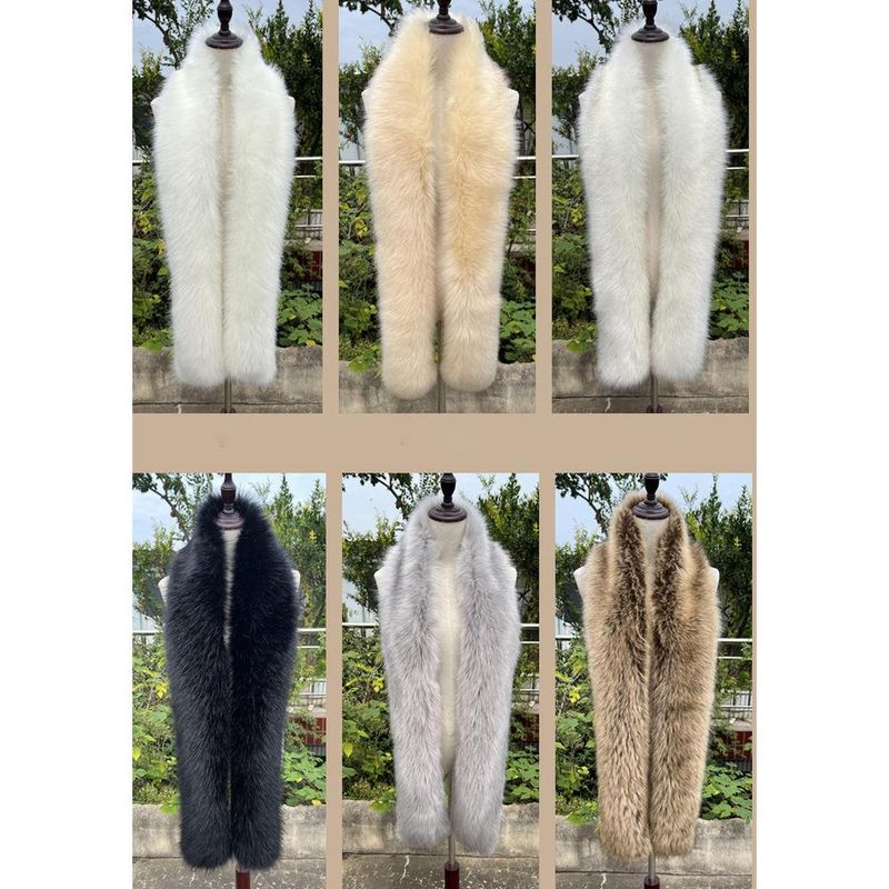 Vielseitiger langer Schal mit Fuchs-Waschbär-Motiv, warmer Pelz-Nackenwärmer für Damen im Winter_voghion.com