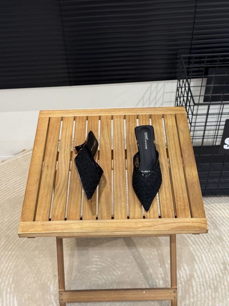 Fine Heeled Pointed Fashion Mesh Wrapped Half Slippers For Women In Summer 2025, Niche Design, Black High Heels, And_voghion.com