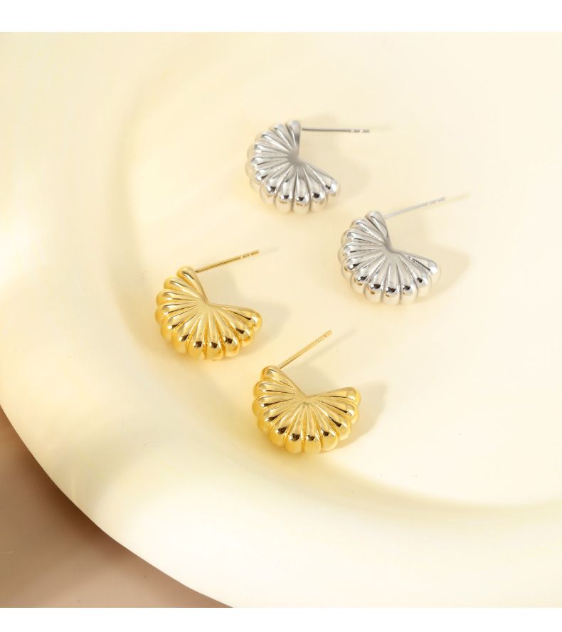 Orecchini a ventaglio in argento sterling S925, leggeri, di lusso, alla moda, dal senso alto, semplici, vento freddo_voghion.com