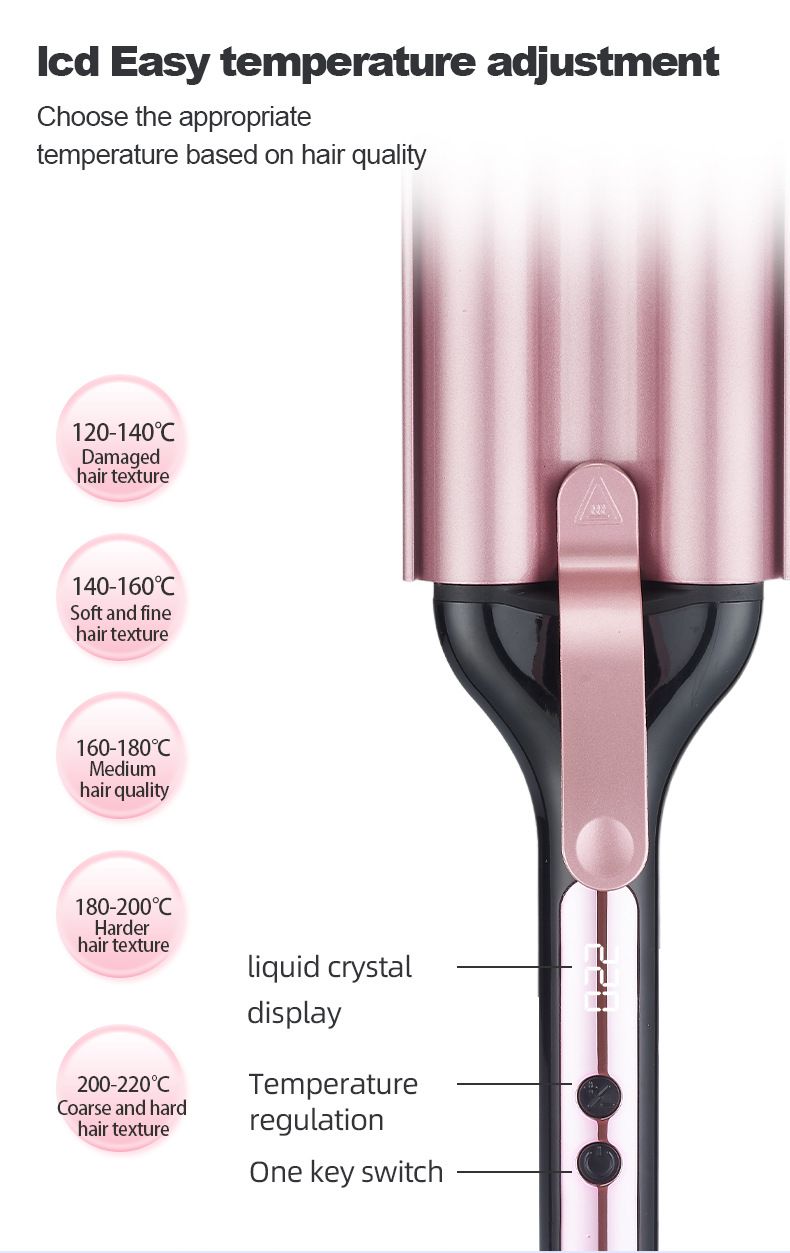 3-in-1-Eier-Lockenstab-Set: 3-facher Wasserwellen-Crimper für kleine und große Locken, professionelles Haarstyling-Tool_voghion.com