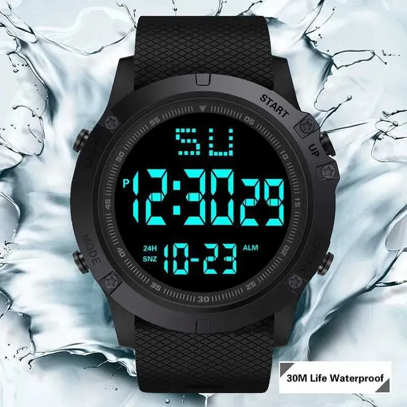 Orologio elettronico da uomo sportivo multifunzione militare impermeabile luminoso LED digitale per bambini con quadrante grande M250731_voghion.com