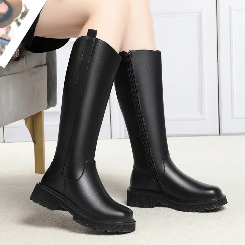 AIYUQI Winter Female Genuine Leather 2024 New Wool Warm High Platform Large Size Women Snow Boots_voghion.com