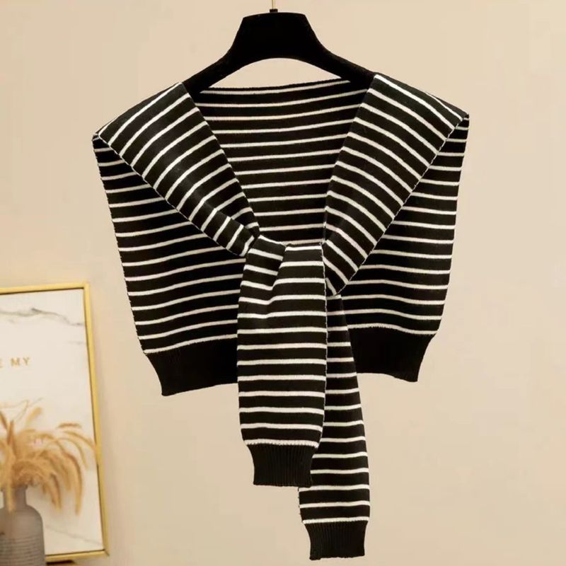 2024 Neue gestrickte gestreifte Schal High-End-Damen Sommer klimatisierte Zimmer Hals wärmer Weste Herbst Winter warm Schal_voghion.com