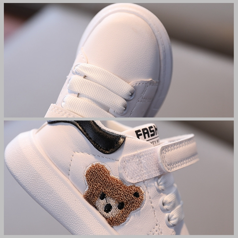XUANMU Nette Pelzigen Bären Muster Kinder Turnschuhe Flache Ferse Baby Mädchen Schuhe Plattform Kleiner Junge Laufschuhe Kinder tenis Schuhe x0042_voghion.com