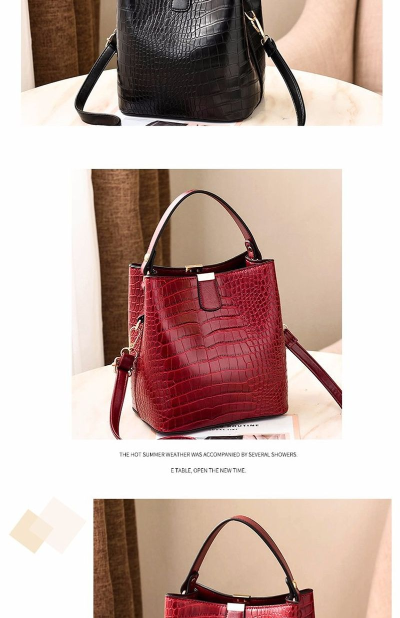 Borsa a tracolla monospalla da donna, con motivo a coccodrillo, alla moda, a secchiello_voghion.com