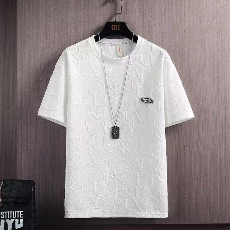Fuente de ropa para hombres Fabricante, traje deportivo informal, verano para hombres, delgado, de gran tamaño, suelto, informal, de manga corta, camiseta, pantalones cortos, traje de dos piezas_voghion.com
