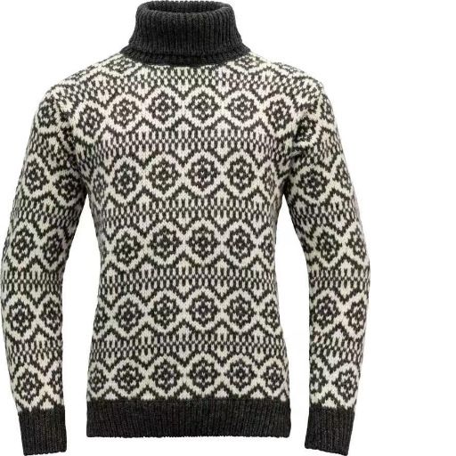 Maglione retrò Fair Isle a collo alto da uomo - Pullover oversize in maglia con motivi geometrici_voghion.com
