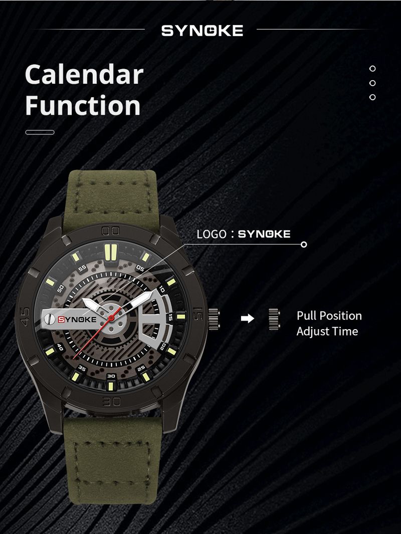 Men's Retro Fashion Quartz Watch With Leather Strap, Large Dial, Water Resistant, Casual & Sporty Style Retro Design Large Screen Trend_voghion.com