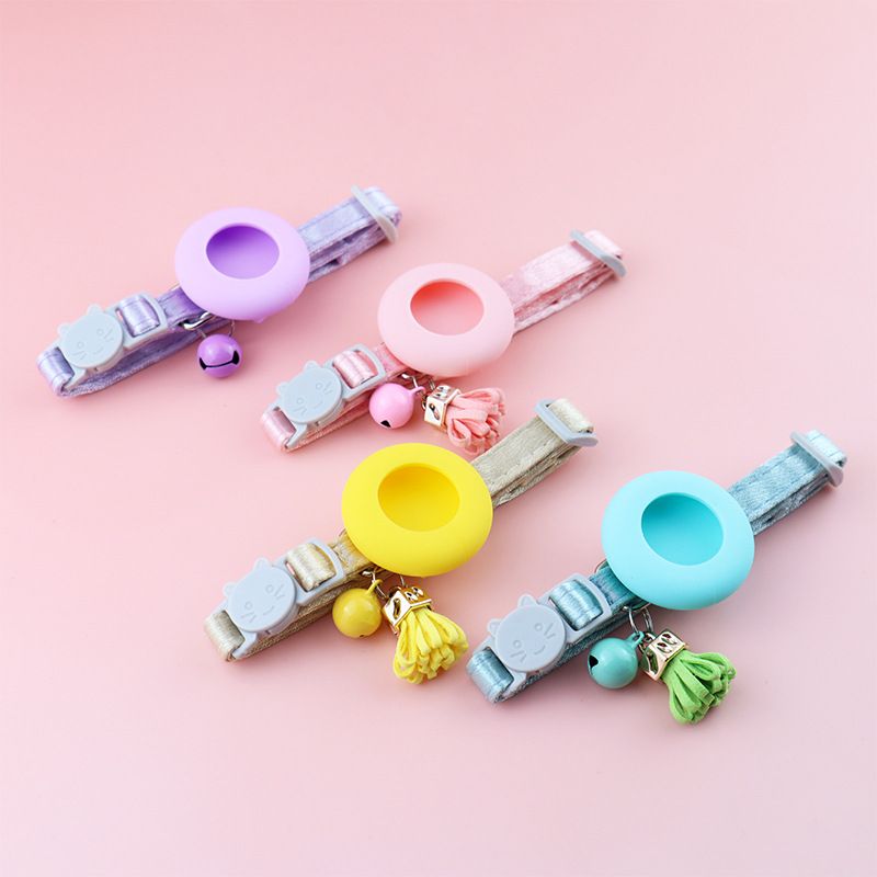 Localizzatore protettivo Airtag Special GPS Custodia in silicone e pelle Collare per animali domestici Copricollo_voghion.com