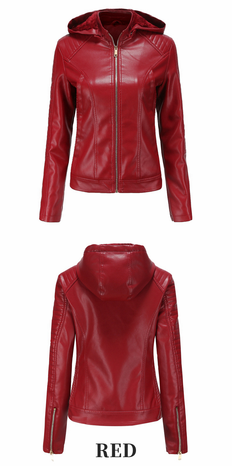 Damenbekleidung, große Größe, Plus-Samt-Lederbekleidung, Damen-Kapuzen-Herbst- und Winter-Kurzmantel, warme Freizeitjacke_voghion.com