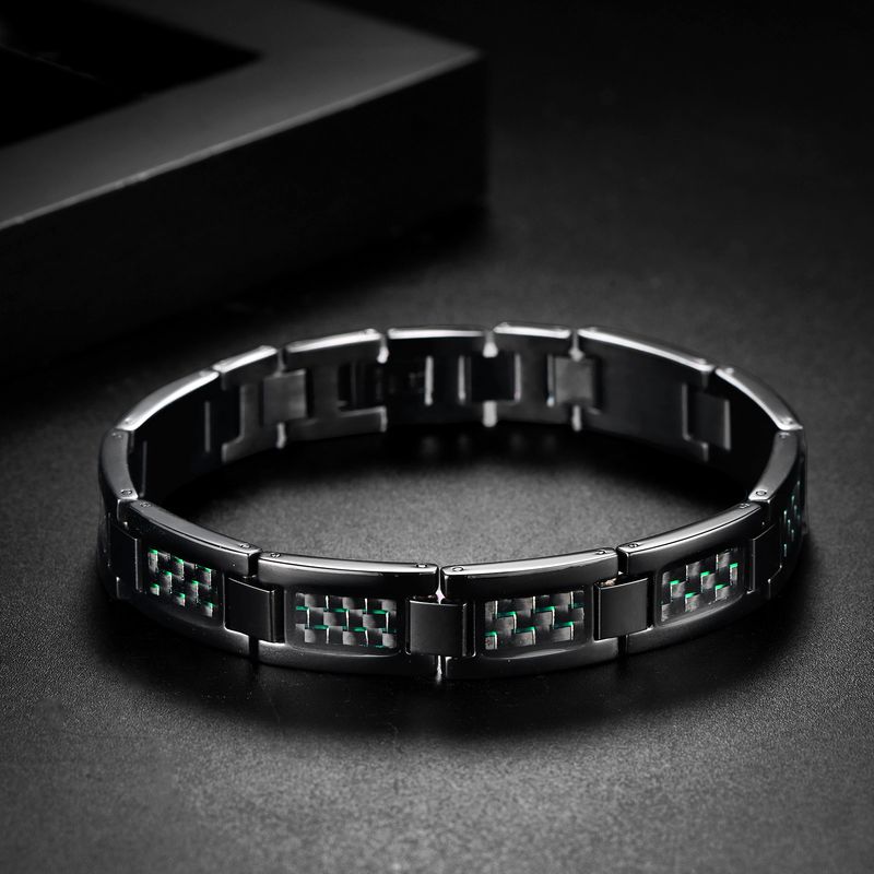Herrenarmband aus Edelstahl und Karbonfaser – eleganter Business- und Freizeitstil mit geometrischem Design – langlebig und leicht für den Alltag_voghion.com