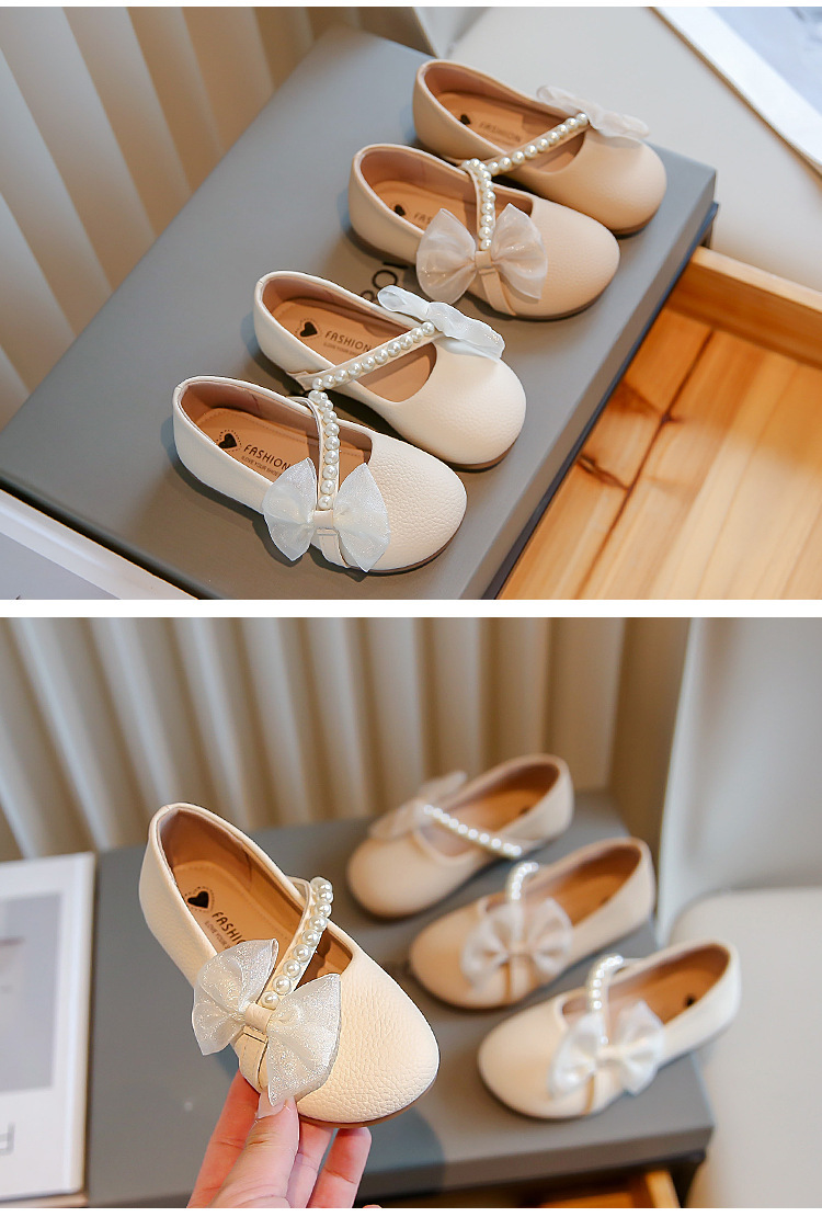 Mutter & Kinder Mode leder schuhe für mädchen Prinzessin Perle bogen süße einzelnen schuhe weiche sohlen baby wanderschuhe_voghion.com