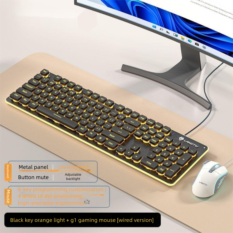 Langtu Wired Wireless Silent Keyboard High Aesthetic Mechanical Feel Backlit Tablet Laptop For Women Office_voghion.com