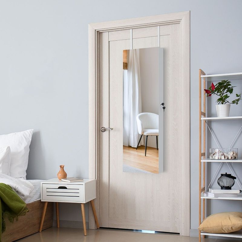 Storage PVC Mirror Grain Cabinet Wood Dration Mirror Retro Mirror Coating Dressing Whole Body White Jewelry_voghion.com