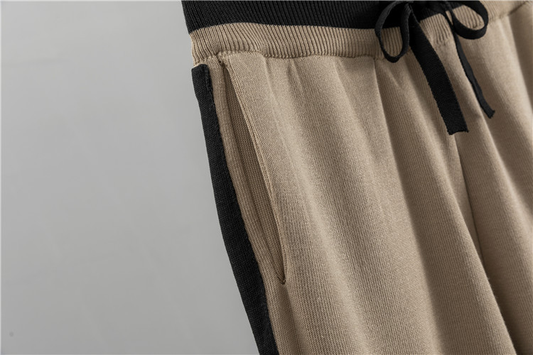Women's fashion professional suit age-reducing temperament knit cardigan style wide leg pants two-piece set_voghion.com