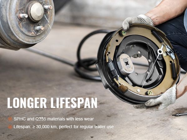 VEVOR Trailer Hub Drum Kits 8 On 6.5" B.C. With 12" X 2" Electric Brakes, Self-Adjusting Trailer Brake Assembly For 7000 Lbs Axle, 5-Hole Mounting, Backing Plates For Brake System Part Replacement_voghion.com