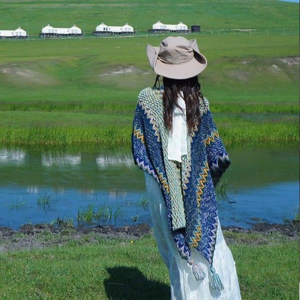 Scialle estivo in stile etnico Lijiang per donna, Xinjiang Yunnan, mantello da viaggio, cappotto, sciarpa a doppio uso_voghion.com