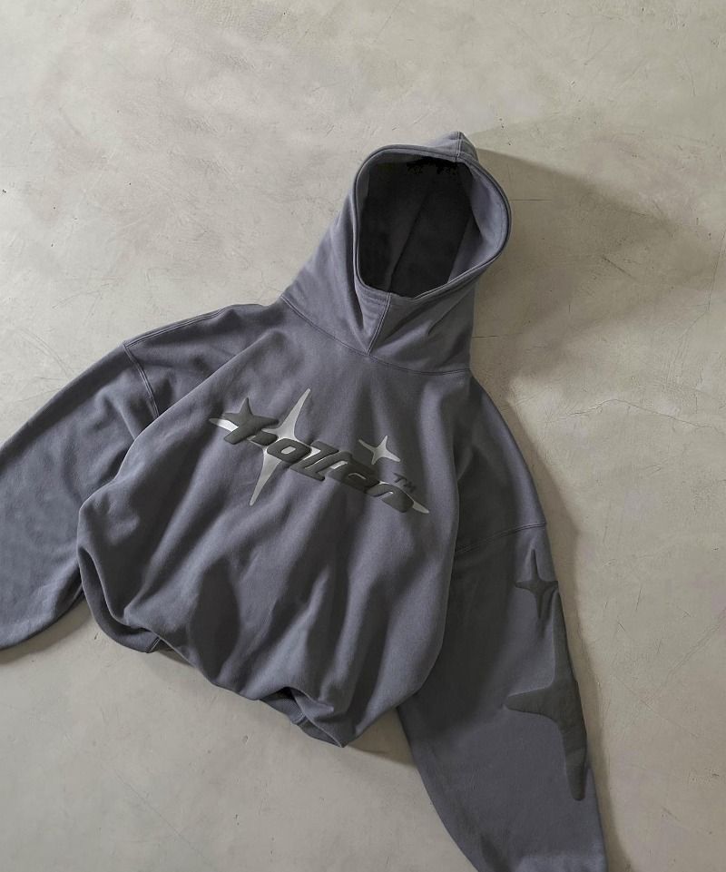 Felpa con cappuccio da uomo in stile gotico con collo alto e stampa di lettere in schiuma - Pullover streetwear retrò Y2K per abbigliamento casual_voghion.com
