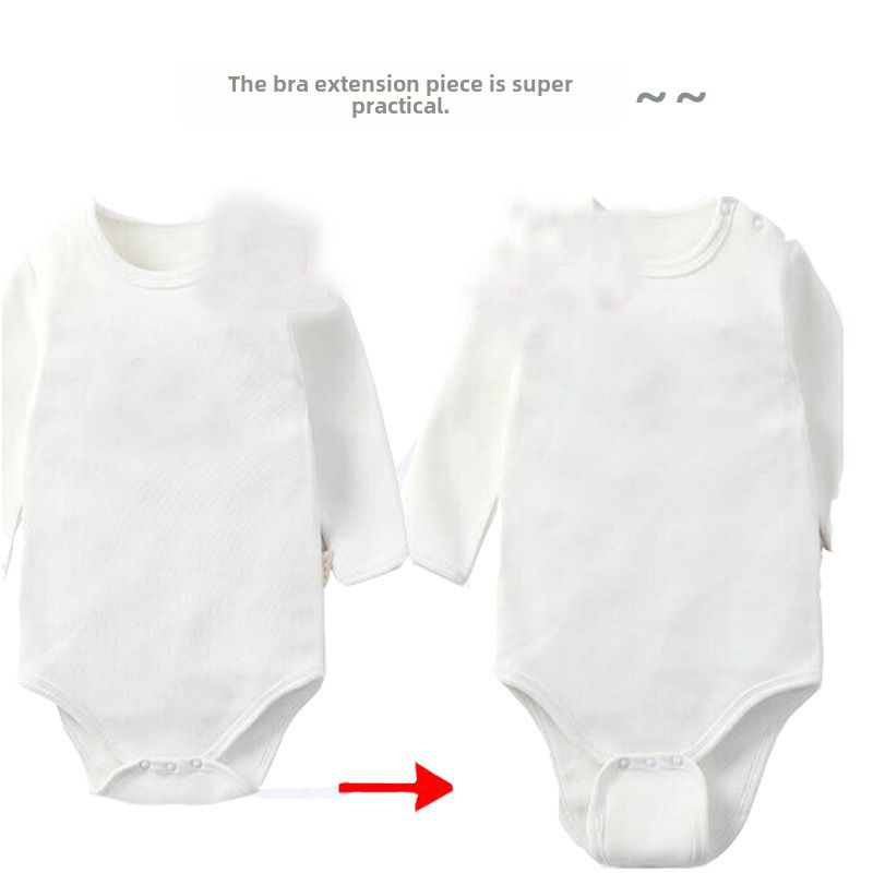 Double-layer Baby's Haggown Extension Piece Pure Cotton Baby's Triangle Haggown Climbing Wear jumpsuit Wrap Fart Clothes Lengthened Cloth Pad_voghion.com