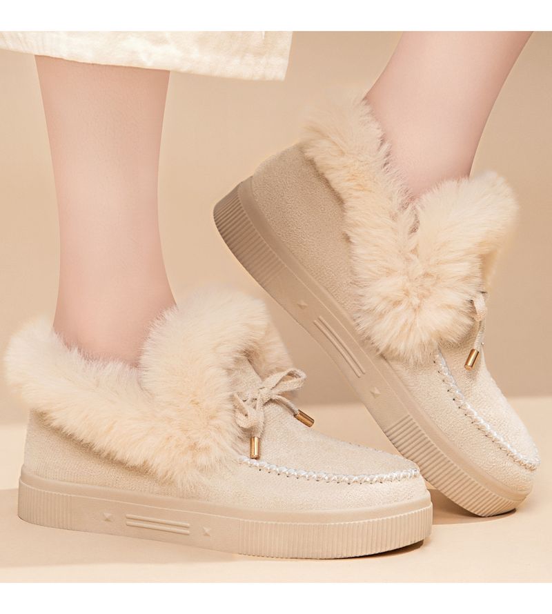 ShoeGlobe Stivali da neve alla moda con fiocco, caldi e comodi, da donna, in cotone, resistenti al freddo, spessi e pelosi_voghion.com