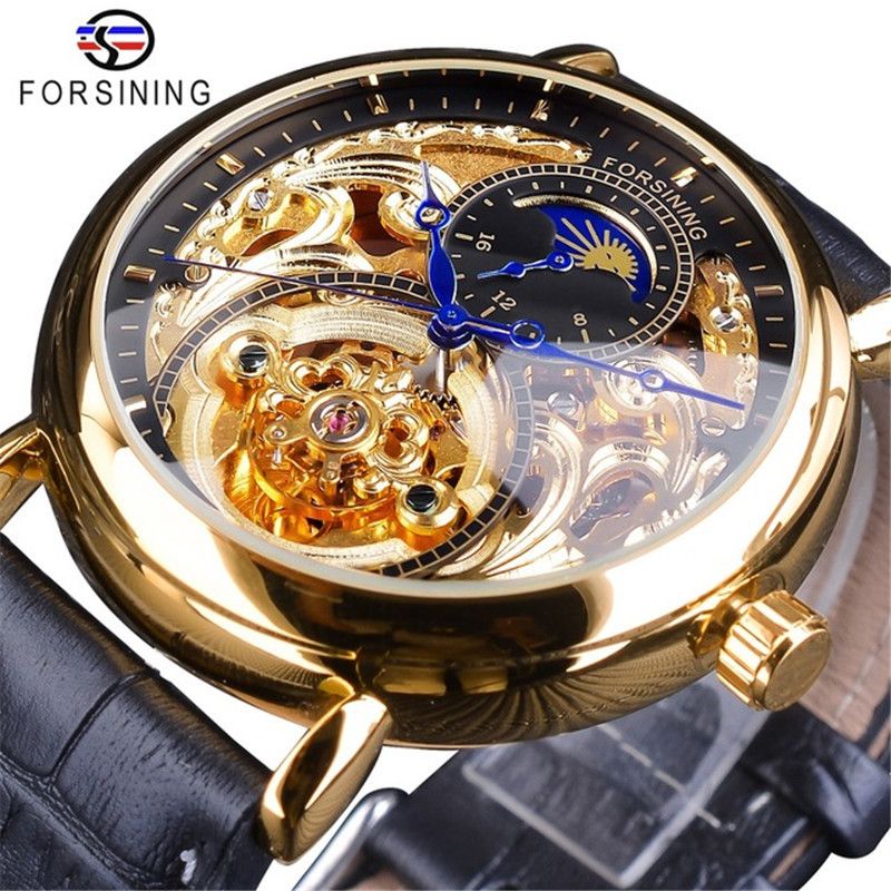 Forsining Men's Fashion Casual Business Watch, Carved Hollow Automatic Mechanical Watch for Men_voghion.com