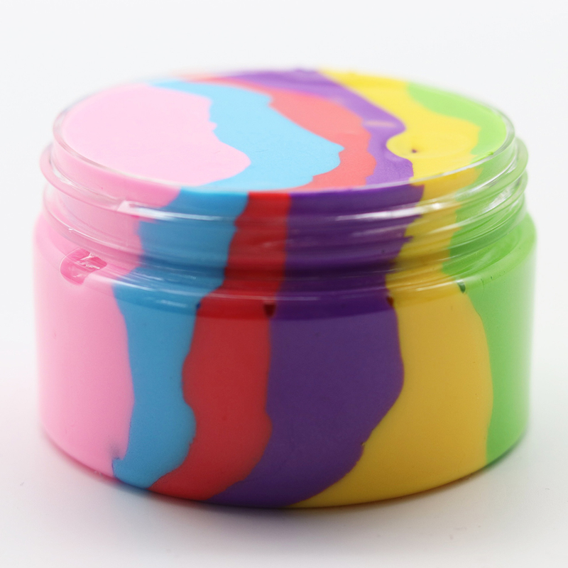 Jucării pufoase pentru copii, model curcubeu, nămol, chit de noroi, plastilină, nămol, stres, ameliorarea stresului_voghion.com