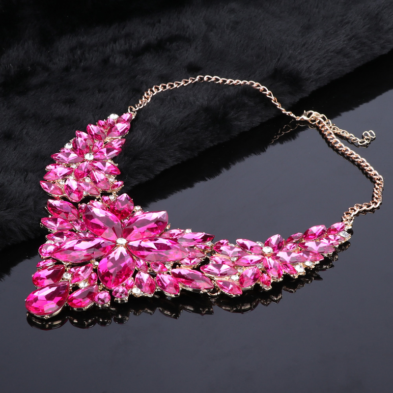 Kristall-Choker-Statement-Halskette, Ohrring-Schmuckset, Strass-Hochzeitsgeschenk, Frauen, Bräute, Abschlussball, Party_voghion.com