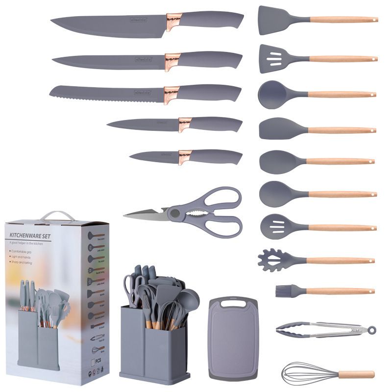 Combinatie 19-delige dubbele tarwestro siliconen keukengereedschap cadeauset mes_voghion.com