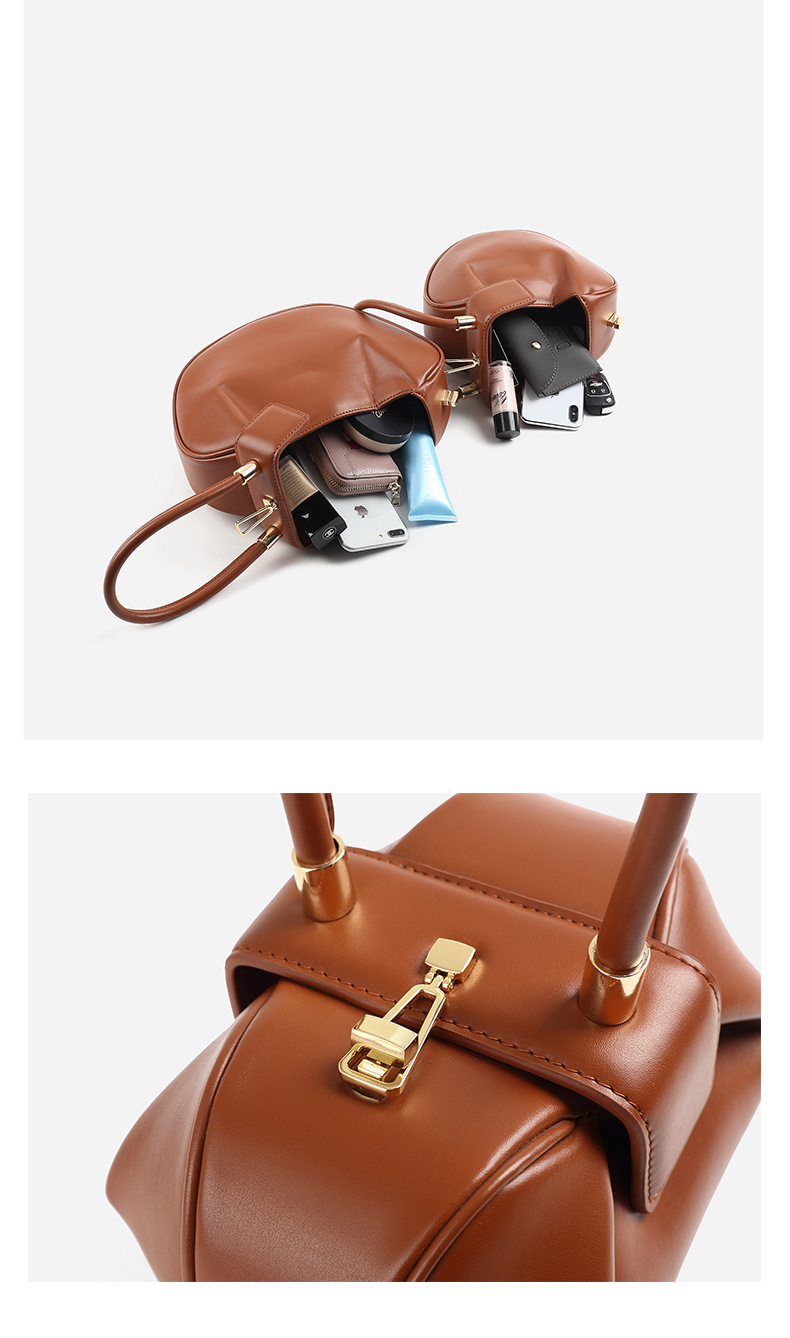 Borsa a mano, borsa da donna in vera pelle di alta qualità, design di nicchia, semplice, alla moda, retrò, ravioli wonton, wonton, borsa rotonda, borsa a tracolla_voghion.com