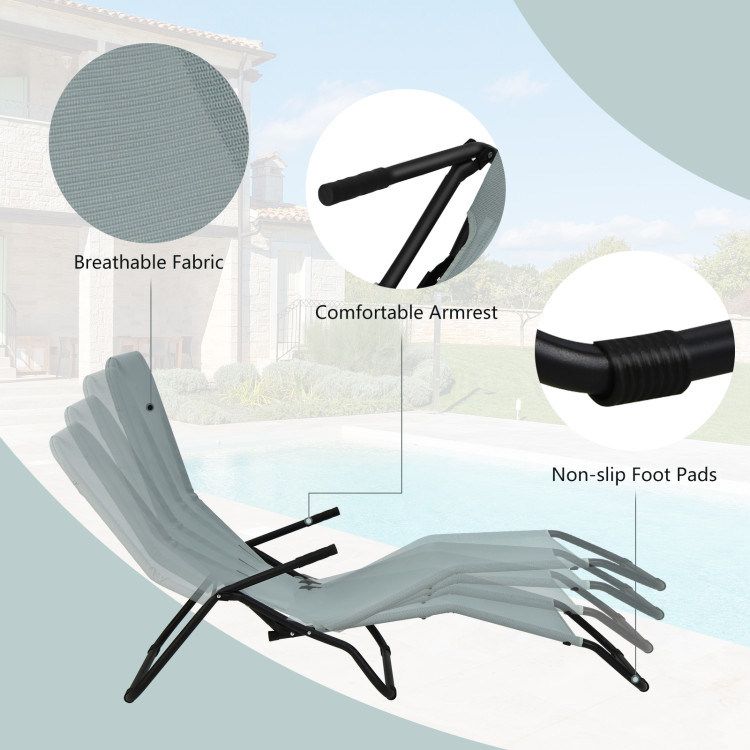 2 Pieces Stackable Portable Patio Chaise Lounger with Rocking Design_voghion.com