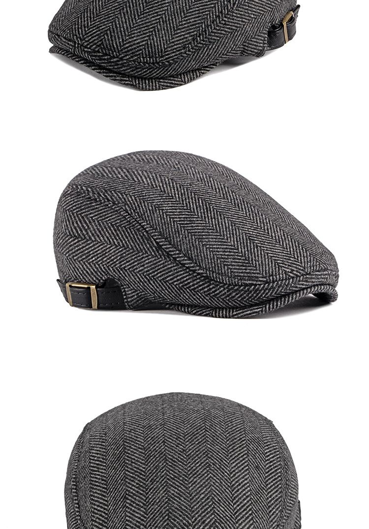 Peaked cap men's autumn and winter wool beret men's British retro in the elderly warm forward hat_voghion.com