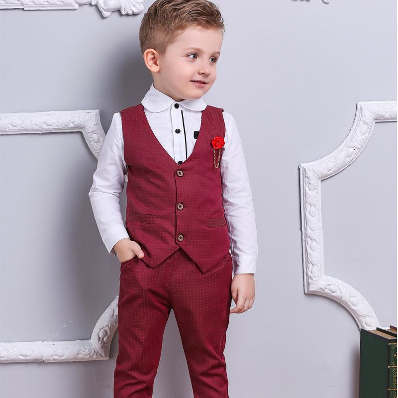 Costume gilet et pantalon en coton pour hommes, beau et à la mode, ensemble trois pièces pour vêtements de performance à la maternelle, nouvelle collection_voghion.com