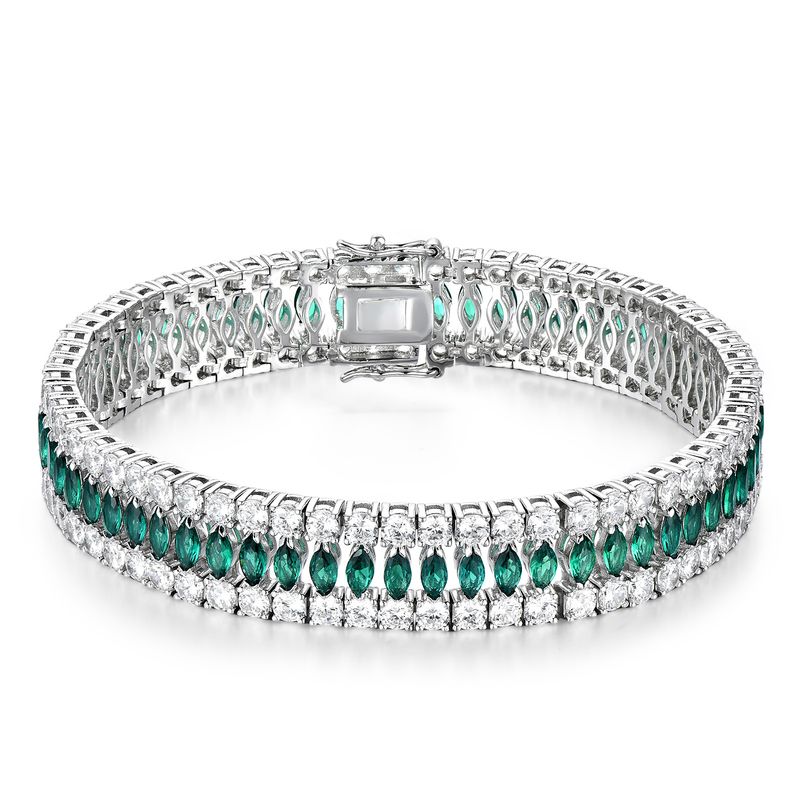 Damenschmuck Elegantes dreireihiges Tennisarmband mit Zirkonia, geometrisches Diamantschliff-Design für einen modischen und luxuriösen Look_voghion.com