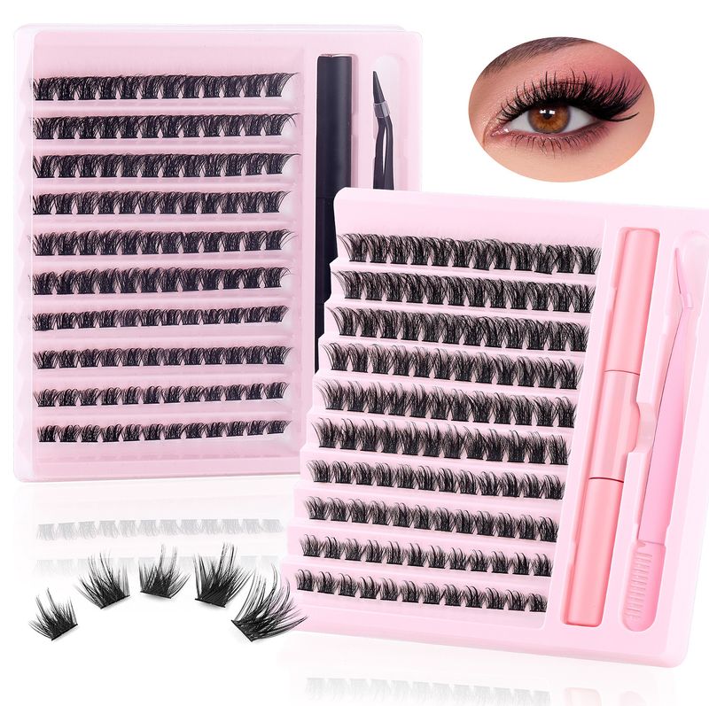Beauty Essentials Diy Segmented False Eyelashes 120 Clusters Large Capacity 10-16m Tweezers With Glue Suit Combination_voghion.com