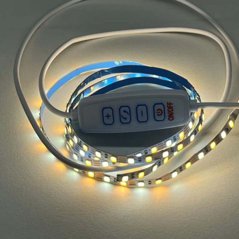 5 V zweifarbige LED-Lichtstreifen – 120 LEDs/m, 3 Modi, 8 mm ultradünn für Bilderrahmen und Kunstdisplays (4-Tasten-Fernbedienung, nicht wasserdicht)_voghion.com