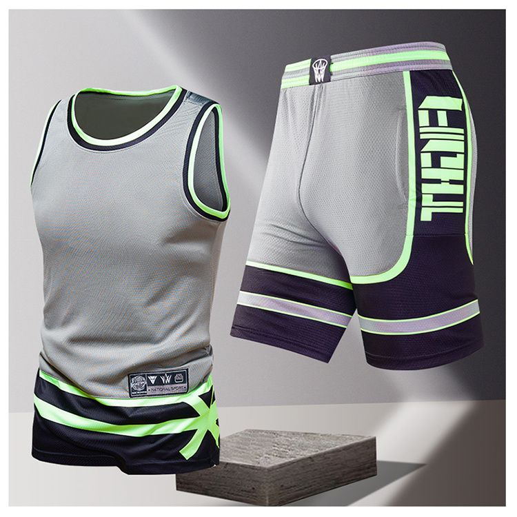 Sportpak Heren zomer hardloopkleding snel drogend T-shirt met korte mouwen Losse ijszijde speel trainingskleding Europees en Amerikaans stijl pak_voghion.com